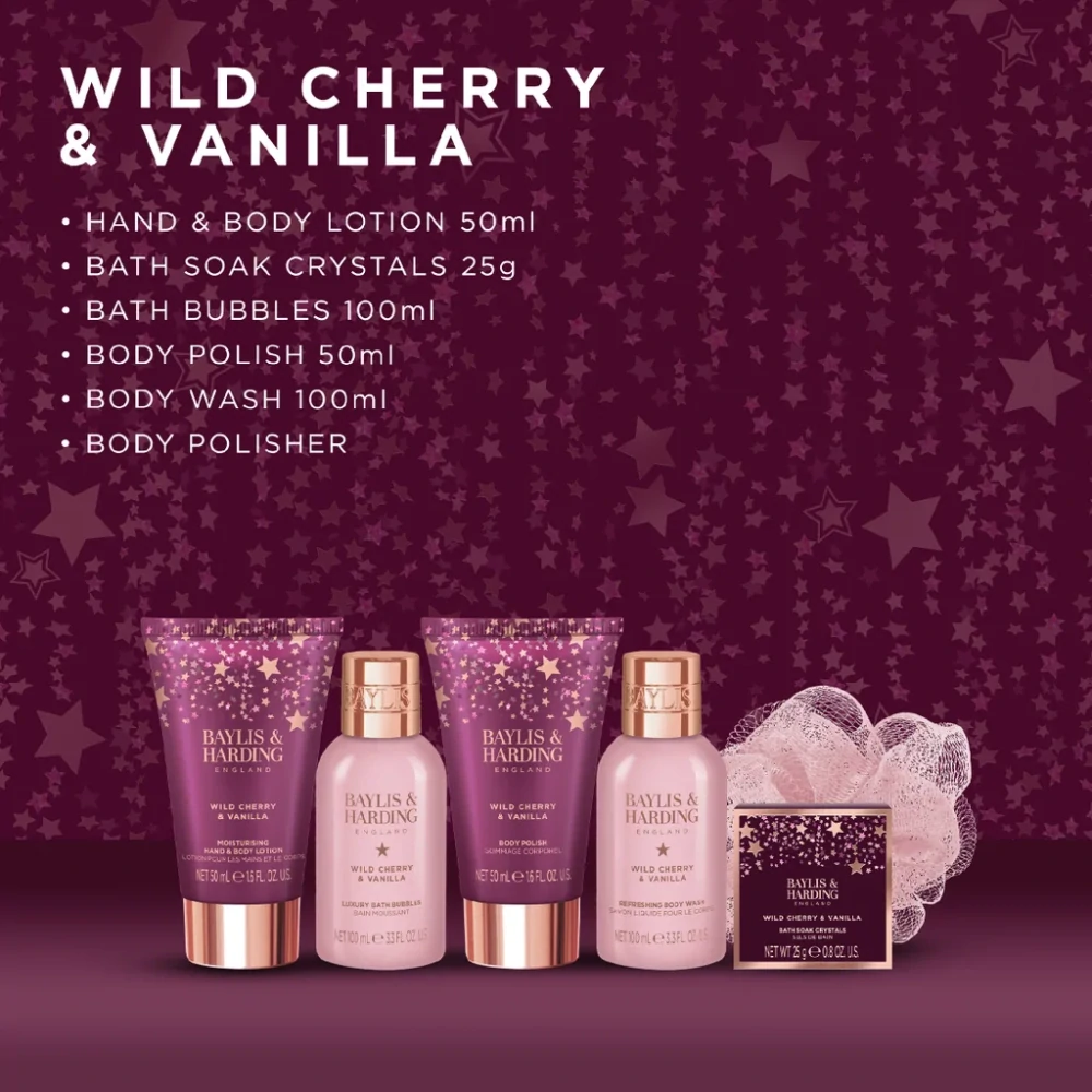 Baylis & Harding, WILD CHERRY & VANILLA - sada s péčí o tělo, 6 ks