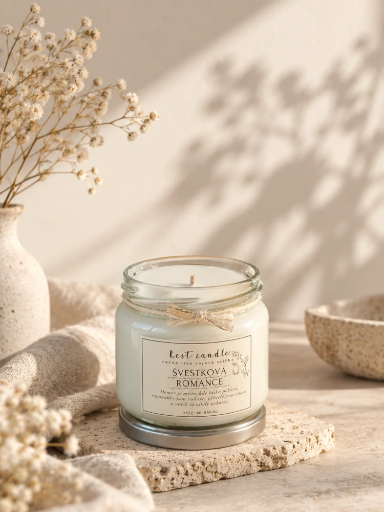 Rest Candle - sojová vonná svíčka Švestková romance 170 g