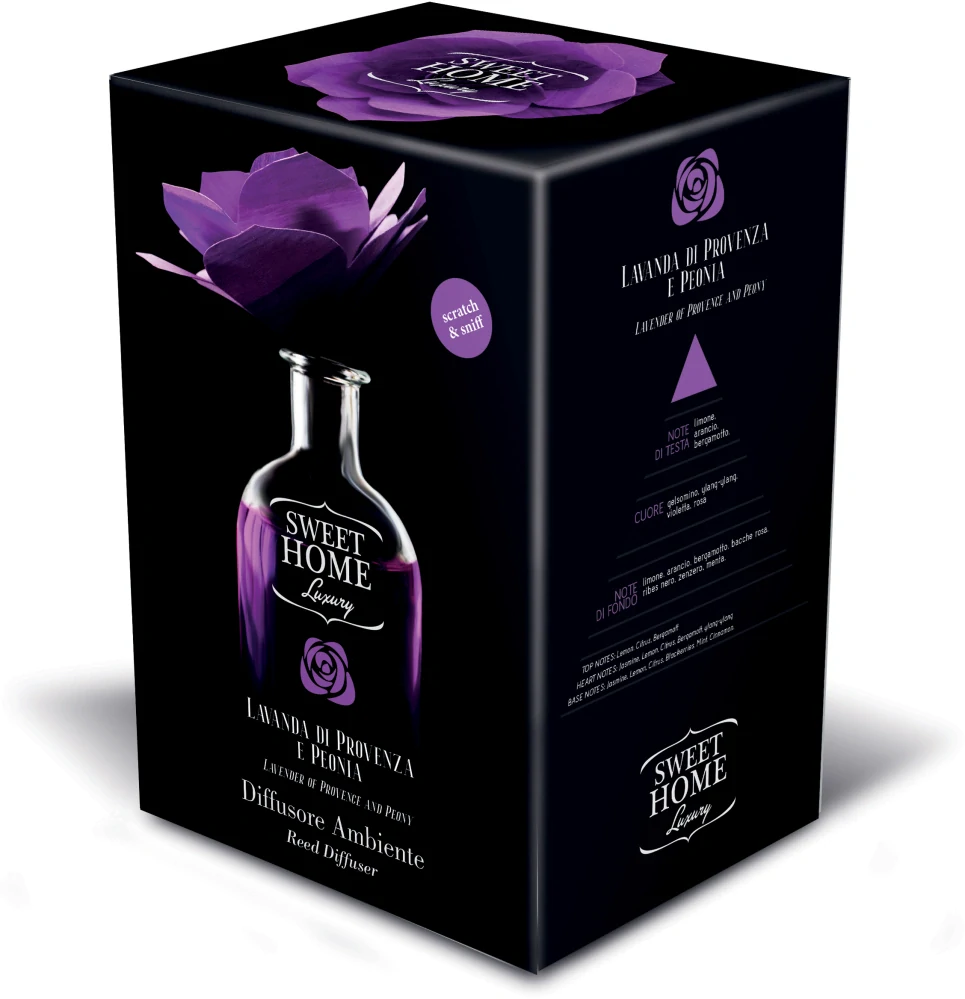 Sweet Home Collection aroma difuzér s vonící dřevěnou květinou Levandule z Provance & Pivoňka 250 ml