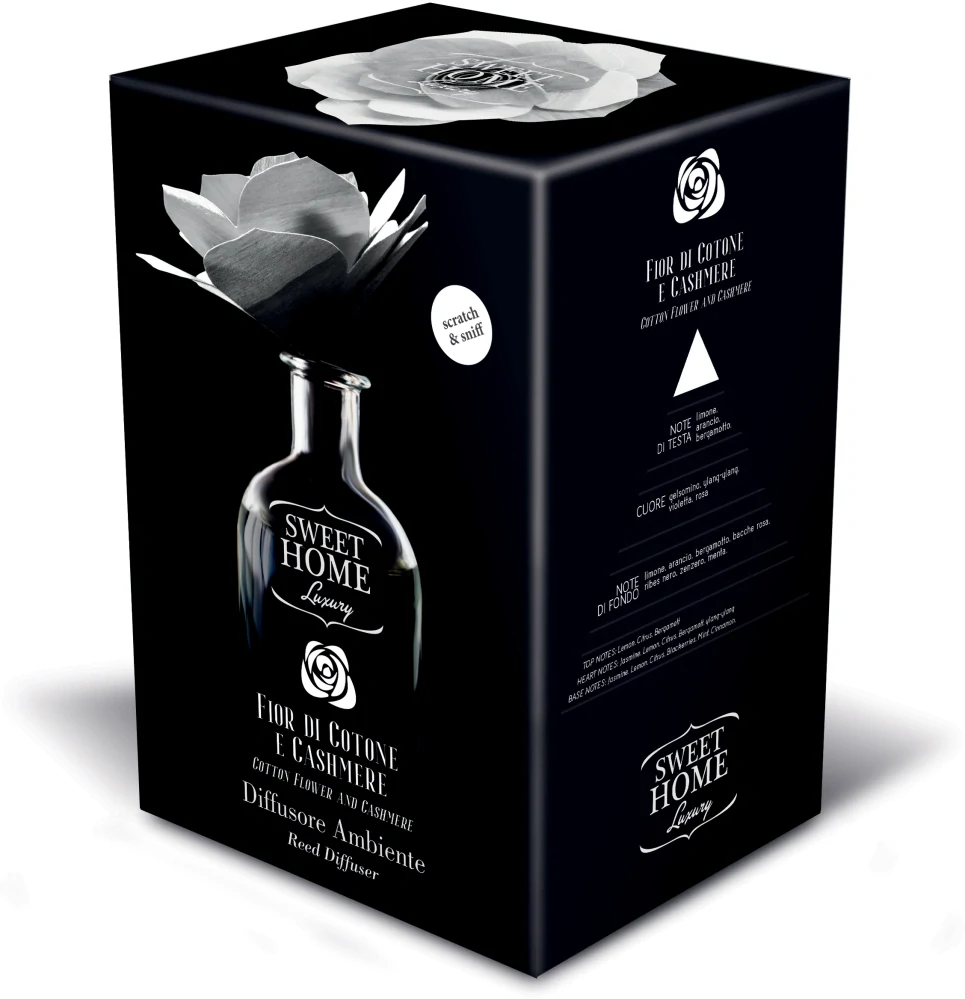 Sweet Home Collection aroma difuzér s vonící dřevěnou květinou  Květ bavlníku & Kašmír 250 ml 