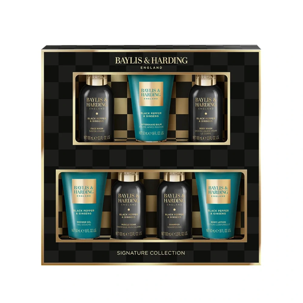 Baylis & Harding, ČERNÝ PEPŘ & ŽENŠEN - pánská sada s péčí o tělo 7 ks
