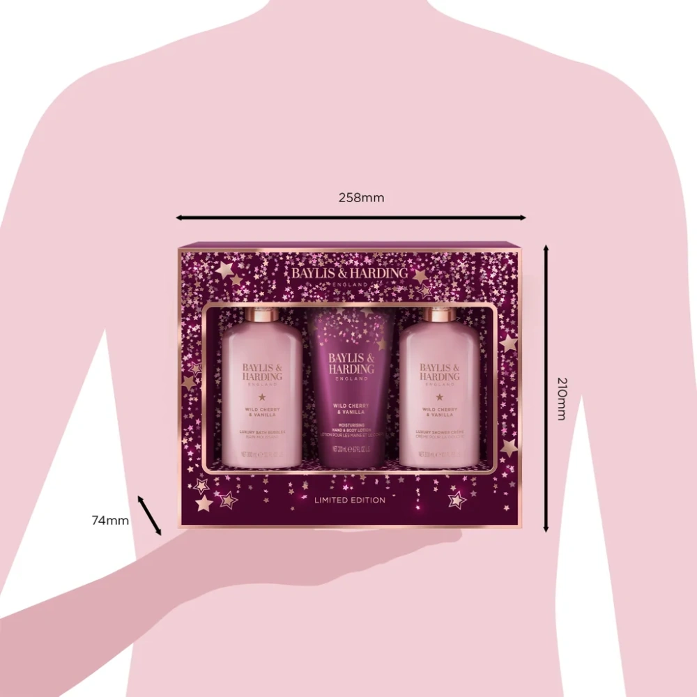 Baylis & Harding, WILD CHERRY & VANILLA - sada s péčí o tělo, 3 ks