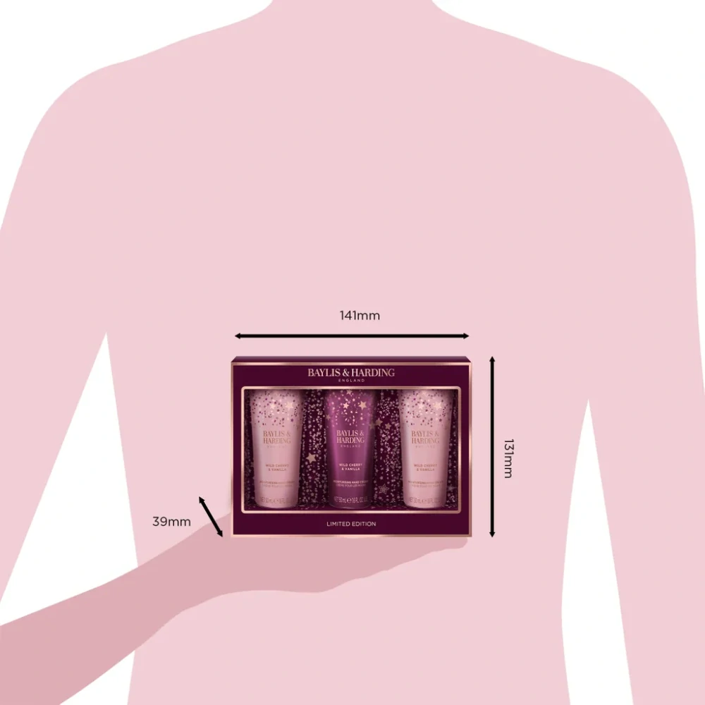 Baylis & Harding, WILD CHERRY & VANILLA - sada krémů na ruce, 3 ks