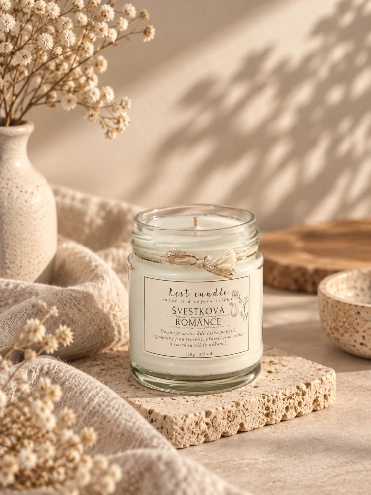 Rest Candle - sojová vonná svíčka Švestková romance 170 g