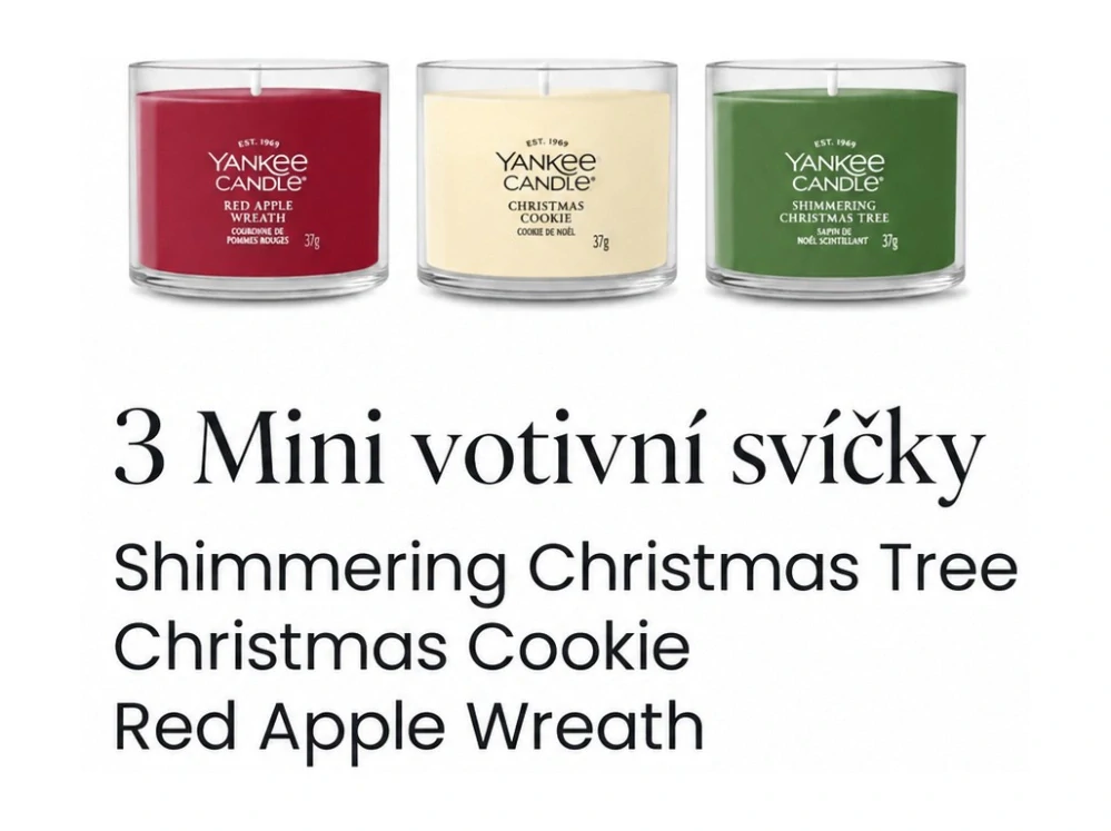 Yankee Candle, vánoční dárková sada 3 votivní svíčky ve skle 2026