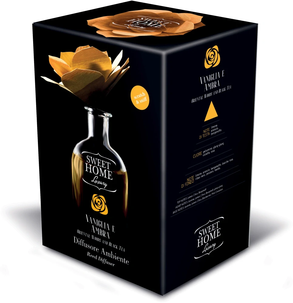Sweet Home Collection aroma difuzér s vonící dřevěnou květinou Vanilka & Ambra 250 ml