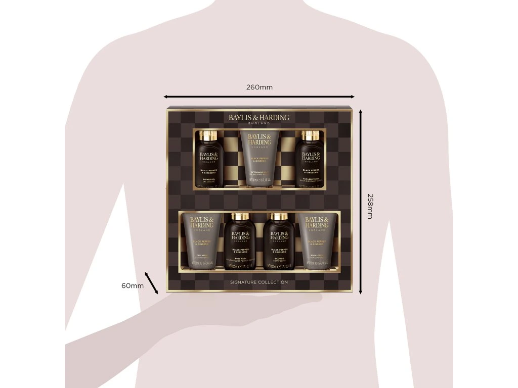 Baylis & Harding, ČERNÝ PEPŘ & ŽENŠEN - pánská sada s péčí o tělo 7 ks