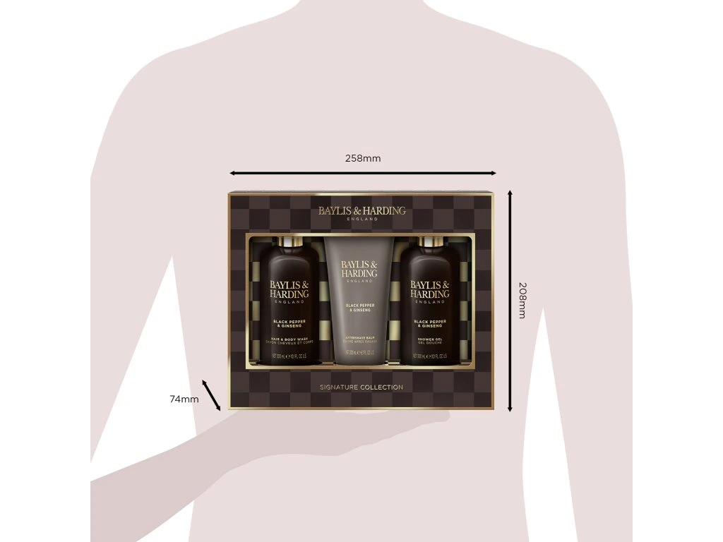 Baylis & Harding, ČERNÝ PEPŘ & ŽENŠEN - pánská sada s péčí o tělo 3 ks