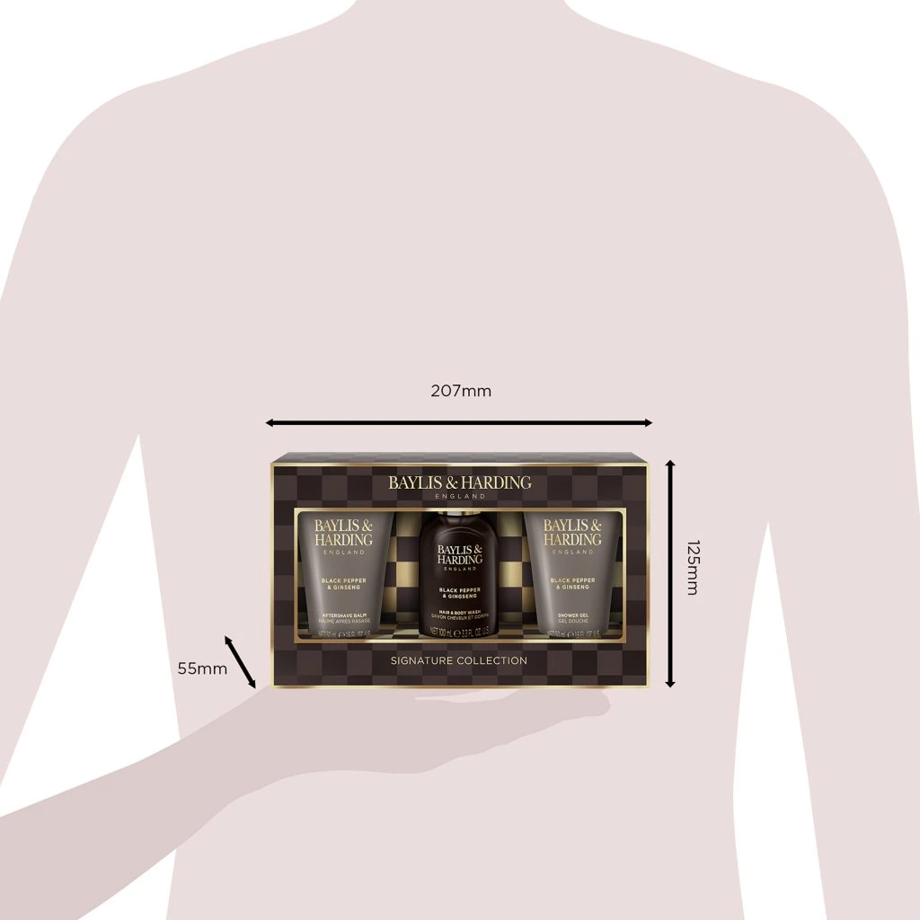 Baylis & Harding, ČERNÝ PEPŘ & ŽENŠEN - PÁNSKÁ sada s péčí o tělo 3 x 50 ml