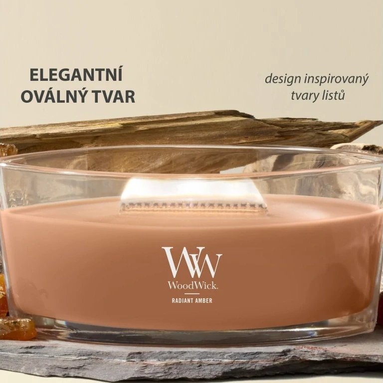 WoodWick vonná svíčka loď Radiant Amber 453 g