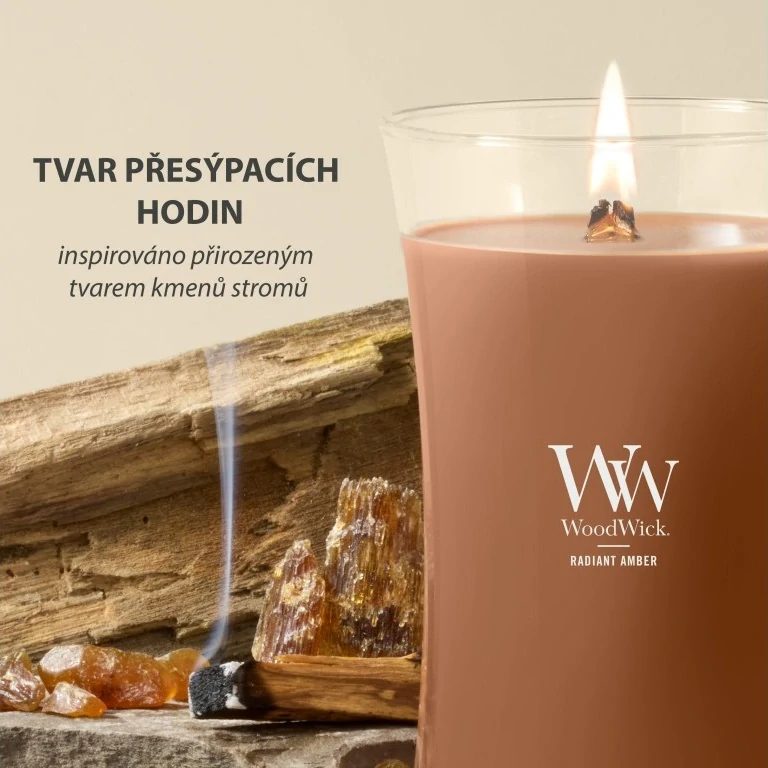 WoodWick vonná svíčka velká váza Radiant Amber 609 g