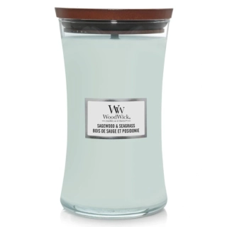 Woodwick vonná svíčka Sagewood & Seagrass (Šalvějové dřevo a mořská tráva) 609 g