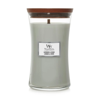 Woodwick vonná svíčka Lavender & Cedar  (Levandule a cedr) 609 g