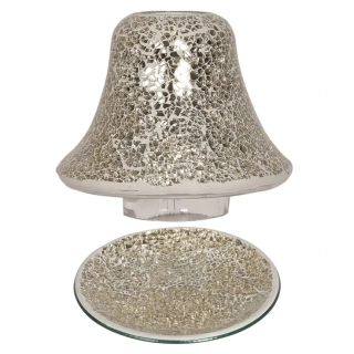 Sada stínítko a talířek na svíčky -  champagne 16 cm