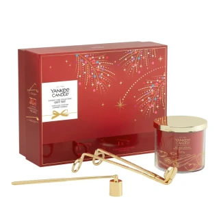 Yankee Candle, vánoční dárková sada pro péči o svíčky s vonnou svíčkou